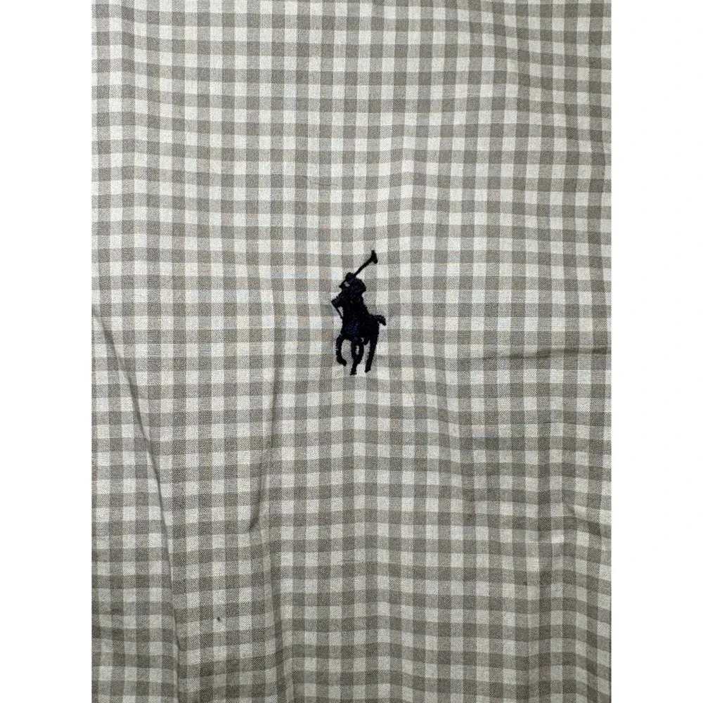 Polo Ralph Lauren Gray/White Checkered Button Down Shirt | Slim Fit XL